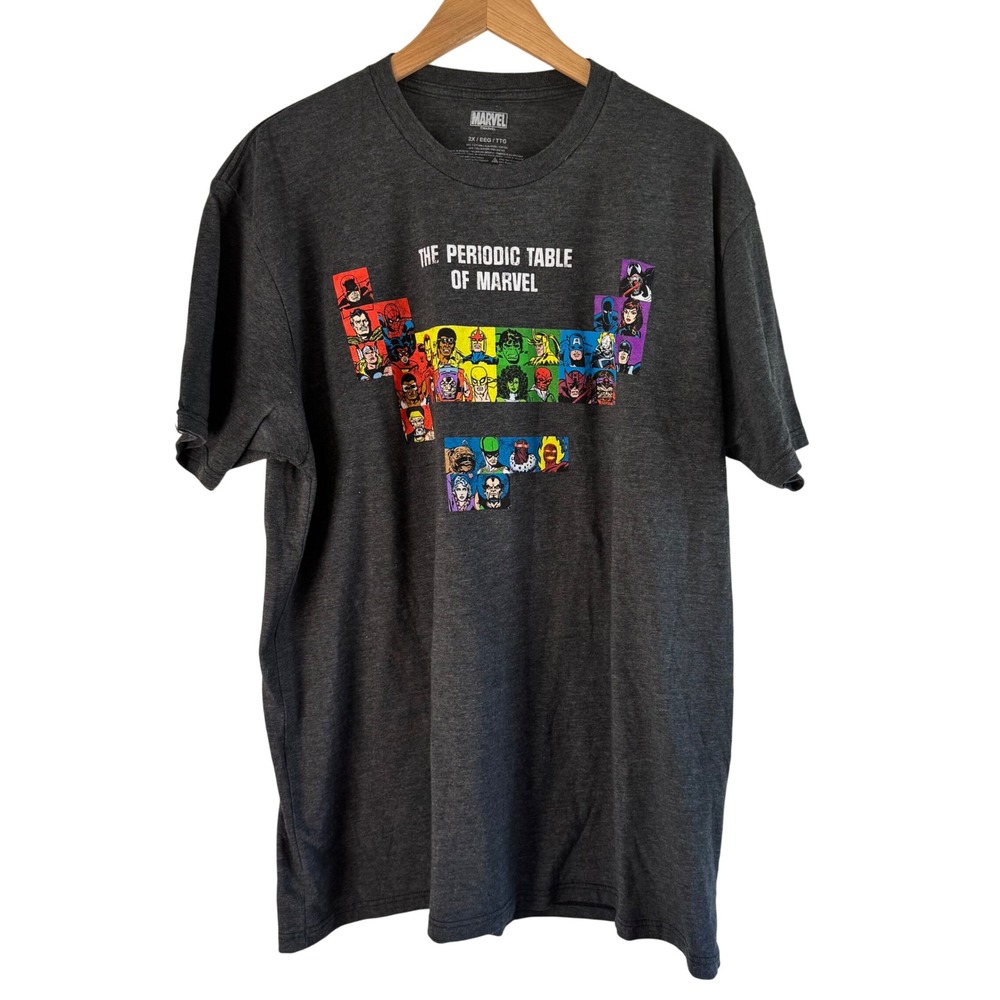 Marvel Periodic Table of Marvel Graphic Print T-Shirt Gray 2X